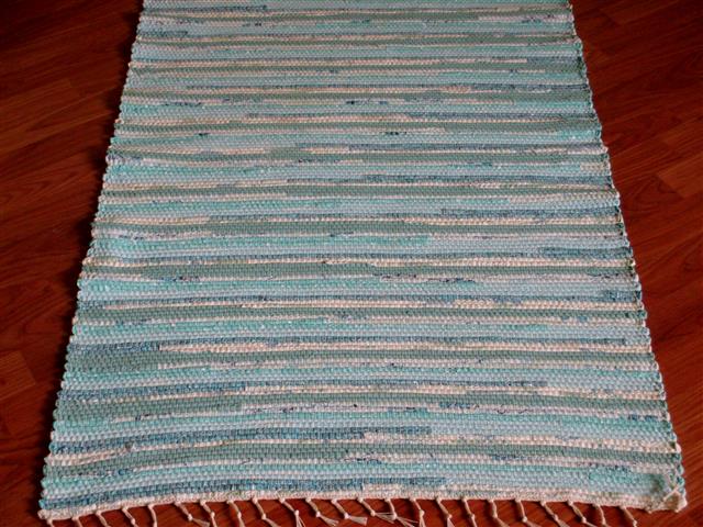 Aqua, White 2½ x 3½ ft. Kitchen And Bath Rug