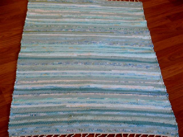 Aqua, White 2½ x 3½ ft. Kitchen And Bath Rug