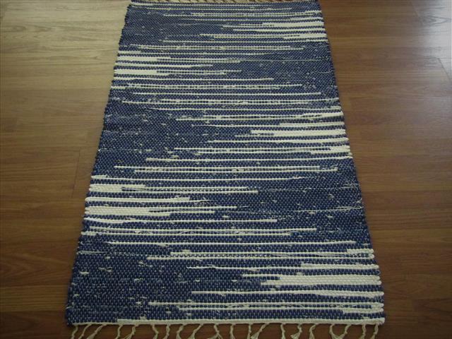 Navy, White 2 x 3 ft. Kitchen And Bath Rug