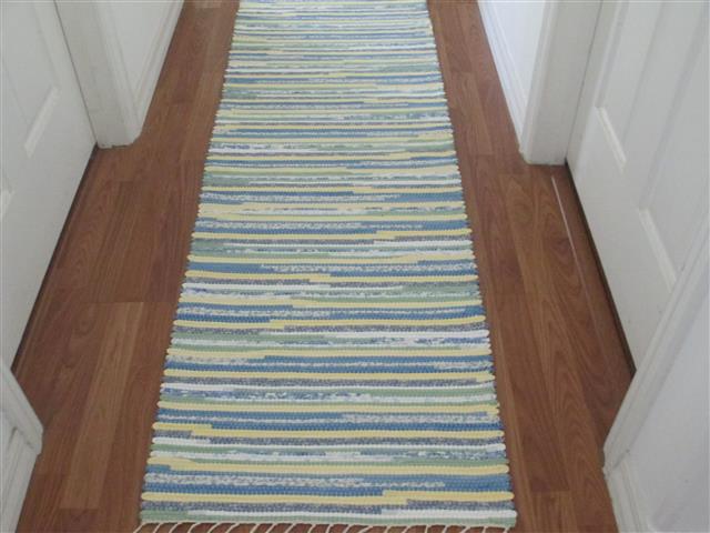 Blue, White, Yellow, Green Runner