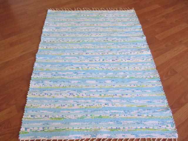 Aqua, Green, White 3 x 4 Kitchen And Bath Rug