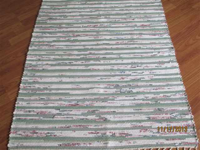 Sage, White, Rose 3 x 4 Kitchen And Bath Rug