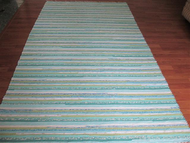 Aqua, White, Green 5 x 8 ft. Area Rug