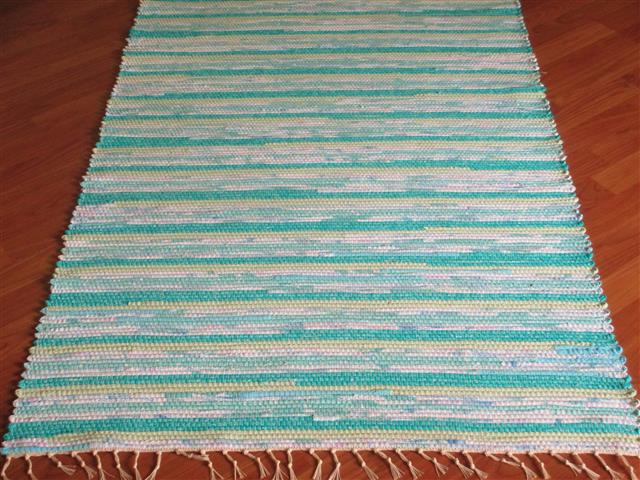 Aqua, Green, White 3 x 4 Kitchen And Bath Rug