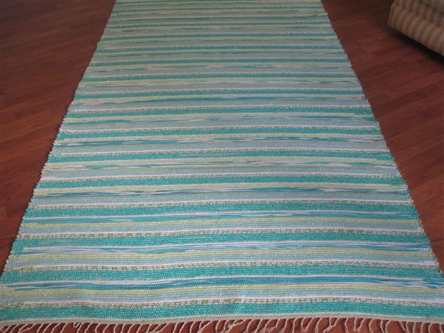 Aqua, White, Green 5 x 8 ft. Area Rug